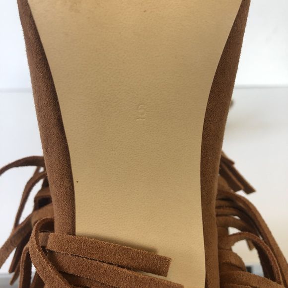 Nine West Brown Suede Western Booties Fringe Ankle Faux Suede Pointed Toe Size 6 - Picture 12 of 13